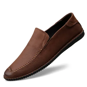 

Men Moccasins Men Loafers Casual Leather Shoes Slip-on Loafers Large Size 46 47 Genuine Leather Cow Leather Summer Pig Split