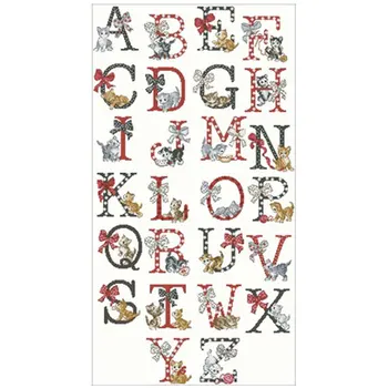 

HOT Kitten alphabet patterns Counted Cross Stitch 11CT 14CT 18CT DIYChinese Cross Stitch Kits Embroidery Needlework Sets