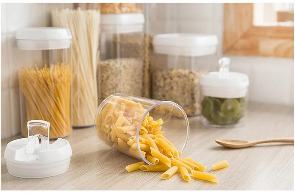 Герметичные бутылки для хранения пищевых продуктов, кухонный пластиковый горшок для свежих зерен, чайный лист, кофейные зерна, конфеты, легко застегиваются, пищевые банки
