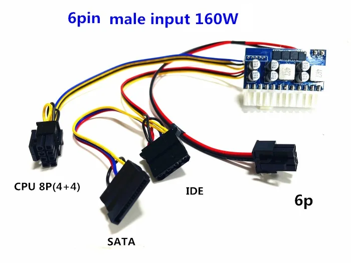 Módulo de Alimentação de Alta Potência Sata Placa Durável 6pin 12v Dc-atx160w 24pin Pico Atx Psu Carro Auto Mini Itx z1 - Imagem 4