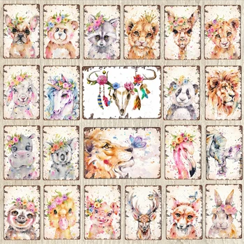 

【YZFQ】】New Animals Sign Metal Vintage Wall Bar Home Art Pet Shop Retro Craft Decor 30X20CM DU-6544A