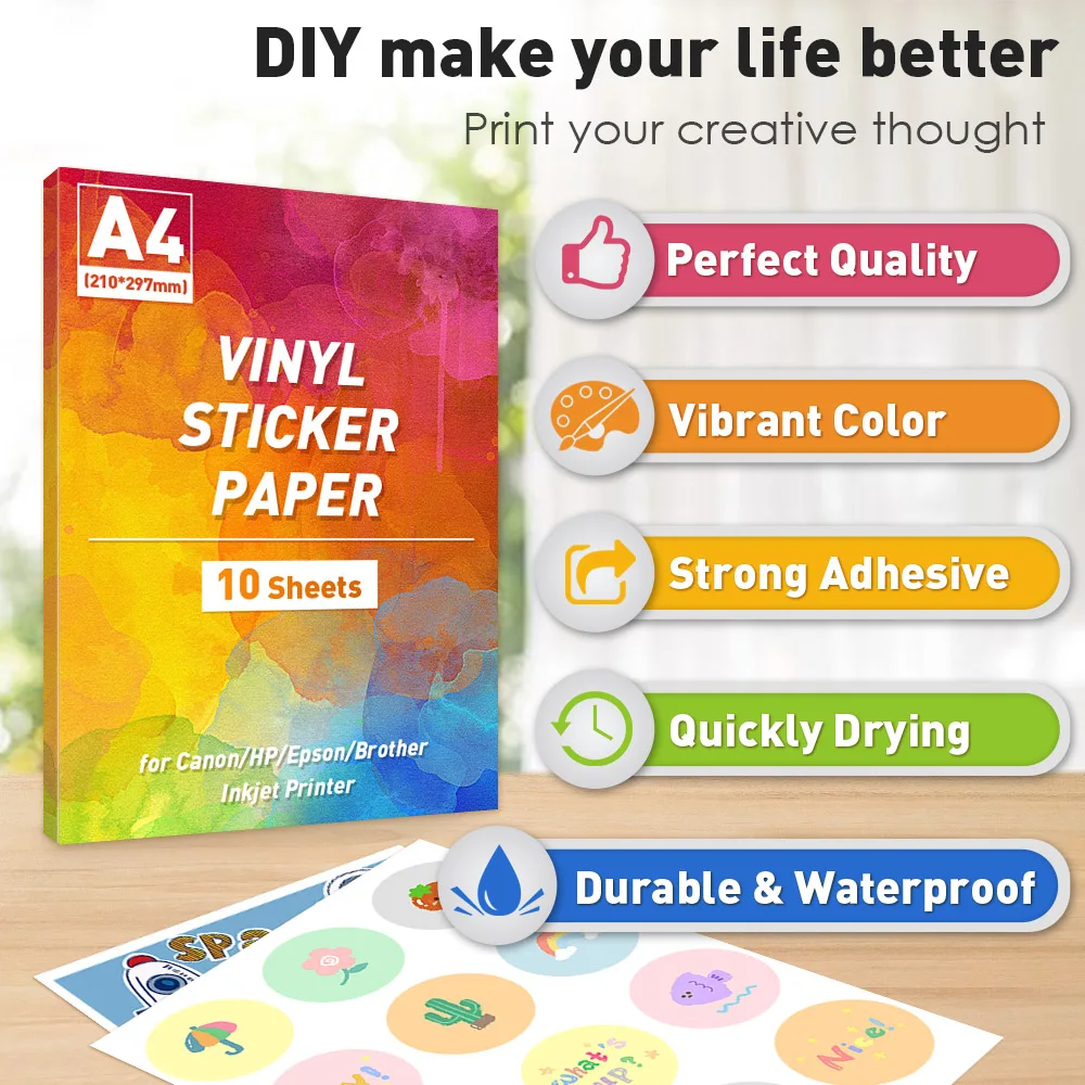 A4 Transparent Printable Vinyl Sticker Paper Waterproof Self