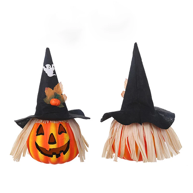 

Purple Striped Hat Scarecrow Pumpkin Lamp Glowing Foam Pumpkin Lamp For Halloween Party Bar