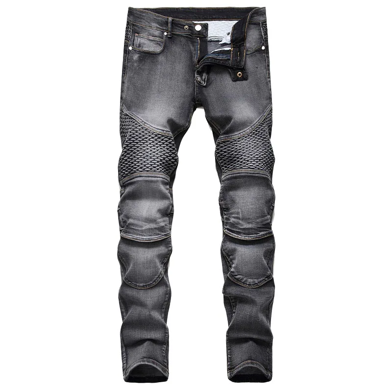 New Fashion Men Jeans European And American Personality Biker Jeans High Quality Male Homme Straight Trousers Casual Pants