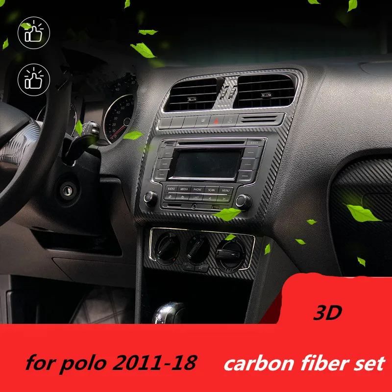 Для VW polo 2010- авто аксессуары 3D углеродное волокно Автомобильная наклейка для внутреннего интерьера мультимедиа рулевое колесо декоративная защита