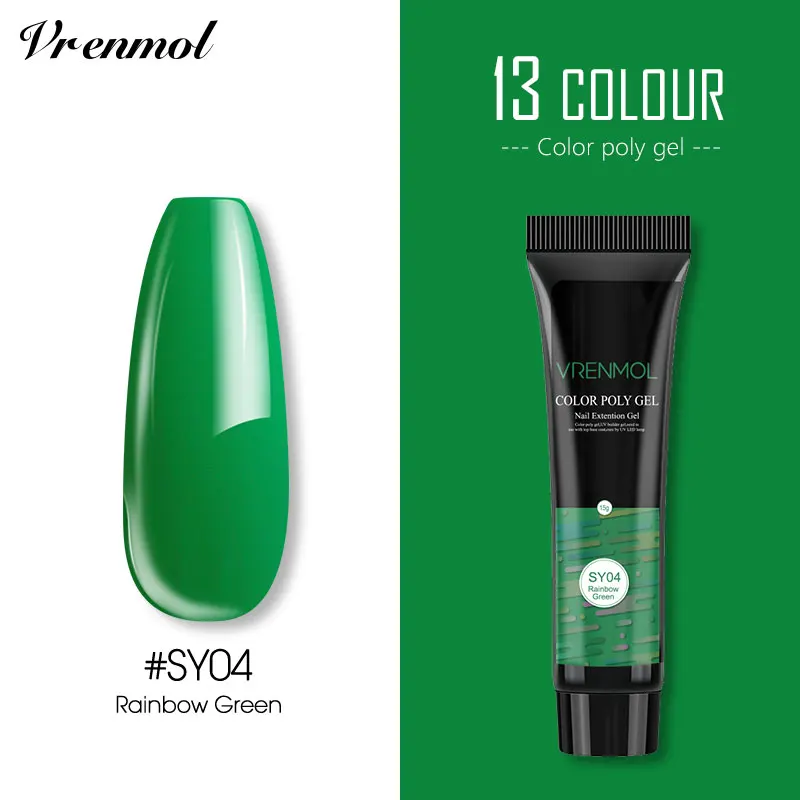 15ml SY04 Vrenmol цветной Алмазный полигель для наращивания ногтей УФ-Гель-лак с блестками долговечный впитывающийся для самостоятельного маникюра - Цвет: 15ml SY04