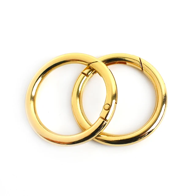 20pcs Meetee 10-50mm Metal Spring O Ring Round Openable Round Snap Hook for Bag Strap Keychain Pendant DIY Sewing Accessories LightGold