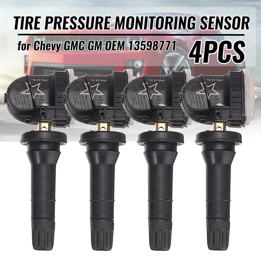 Sensores de monitoreo de presión de neumáticos TPMS para Chevy GMC GM OEM 13598771, 4 piezas