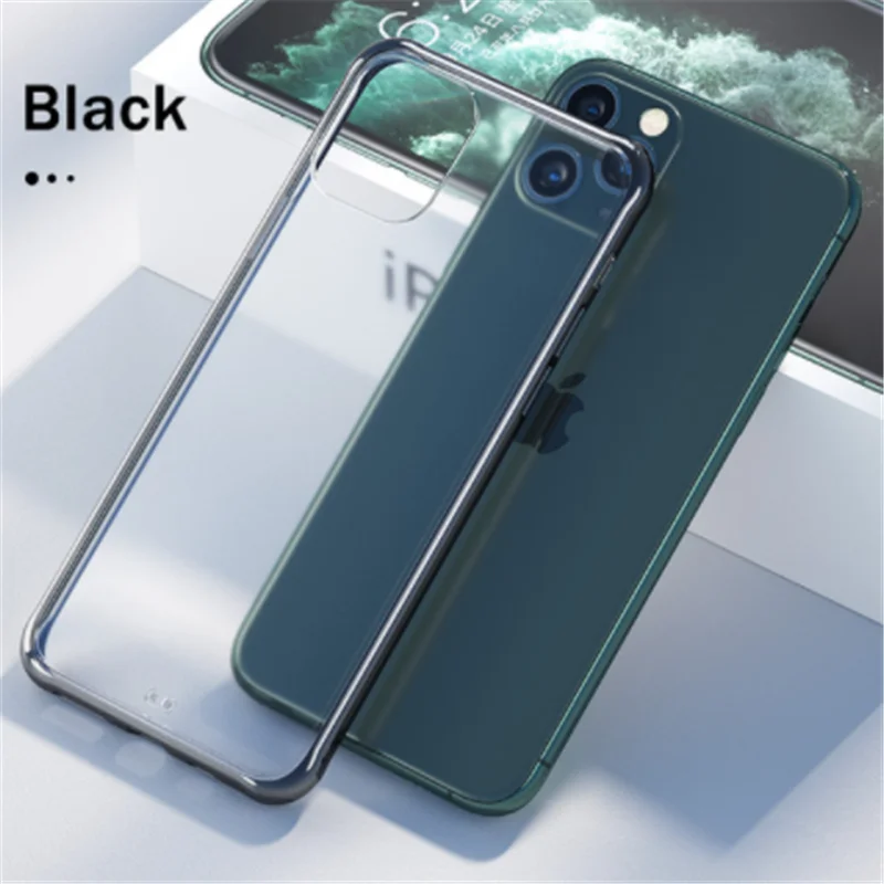 Матовый чехол для телефона для iPhone 6 6S 7 8 Plus X XS Max XR прозрачный для iPhone 11 Pro Max чехол для телефона прозрачный - Цвет: Black