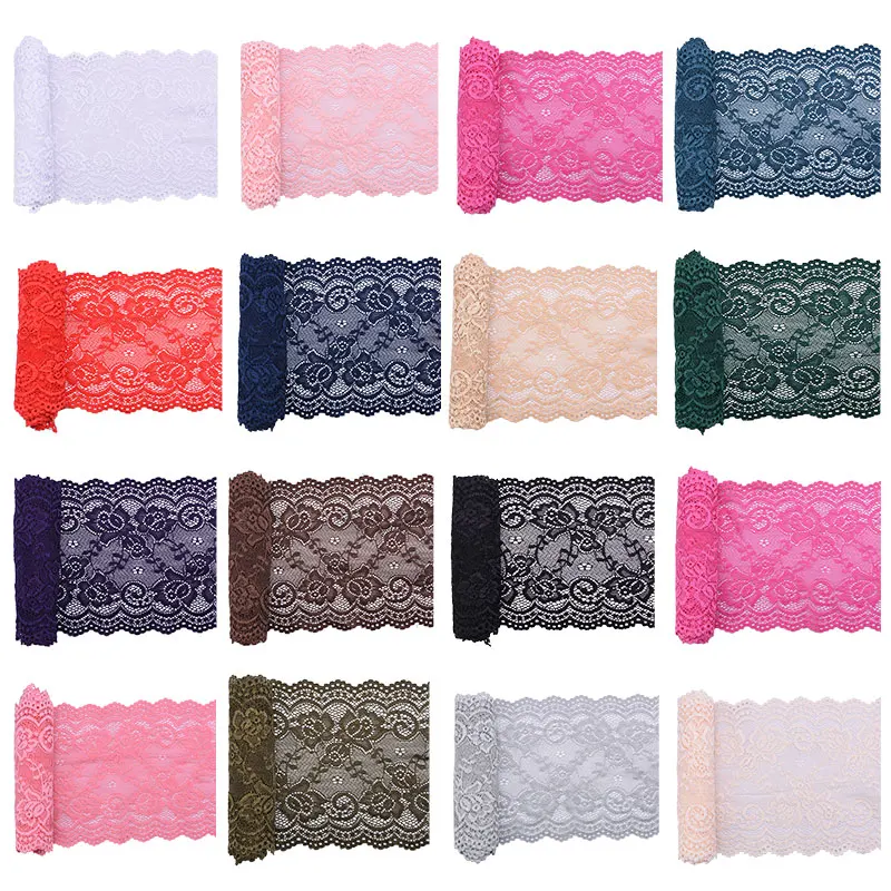 

1/2Yard 15cm African Lace Fabric Embroidered White Lace Fabric Trim Ribbons Garments Elastic Lace Trim DIY Crafts Sewing Suppies