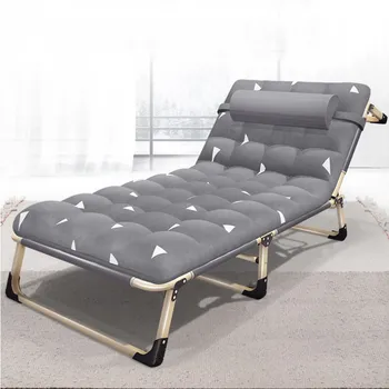 

A1 Folding Single Bed Strong Steel Frame Lunchtime Cot Simple Chaise Lounge with Headrest for Nap Adult Office Escort March