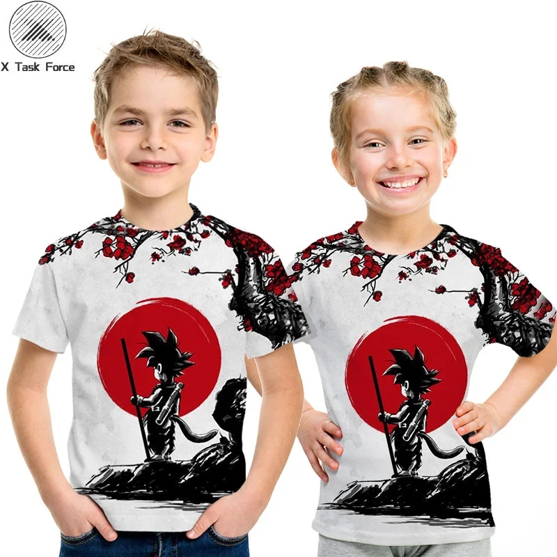 

Dragon Ball Z Children's T-Shirt Super Goku 3D Print Casual Sweatshirt Boys Short Sleeve Parents Pack of White Harajuku T-Shirt