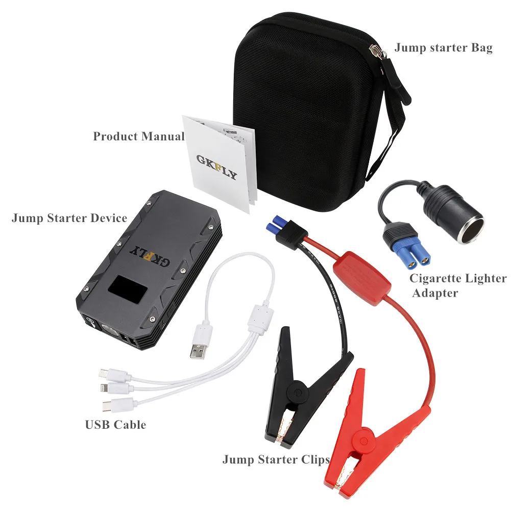 GKFLY 1500A автомобильный стартер портативный 20000mAG 12V пусковое устройство бензиновое