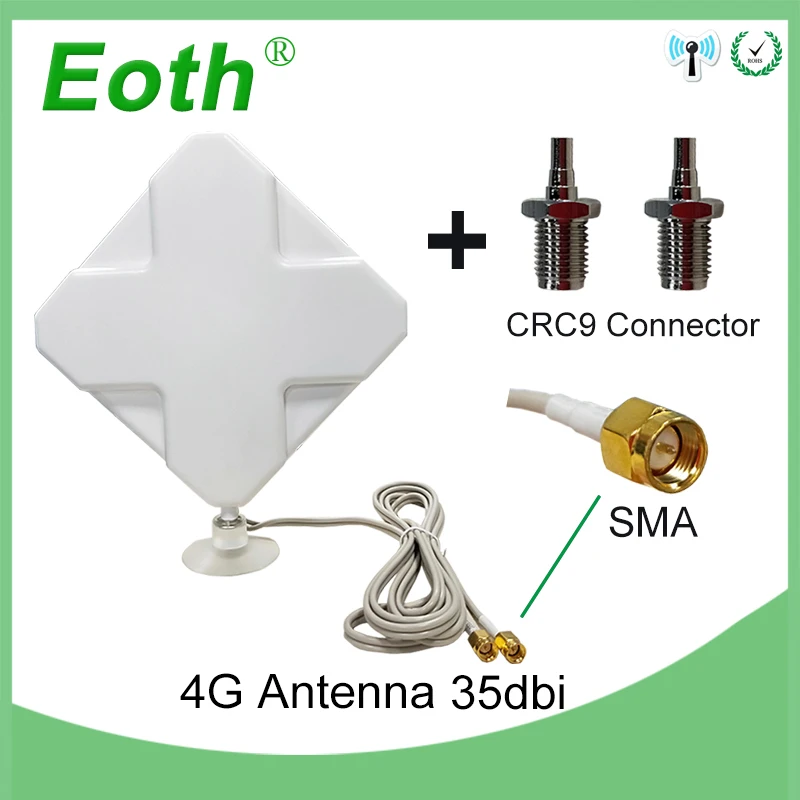 Eoth 3g 4G LTE антенны SMA Мужской 2 м кабель 35dBi 2 * SMA разъем для 4G модем маршрутизатор + адаптер гнездо SMA CRC9 разъем