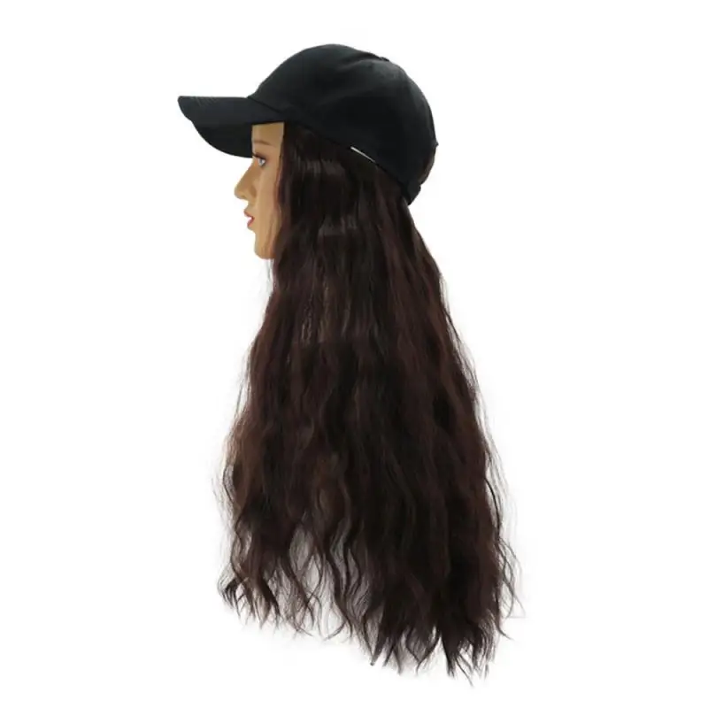 1 шт., 6 цветов, регулируемые женские шапки, длинные прямые волосы для наращивания с черной крышкой, парик, все-в-одном, Женская Бейсболка, манекен, парик