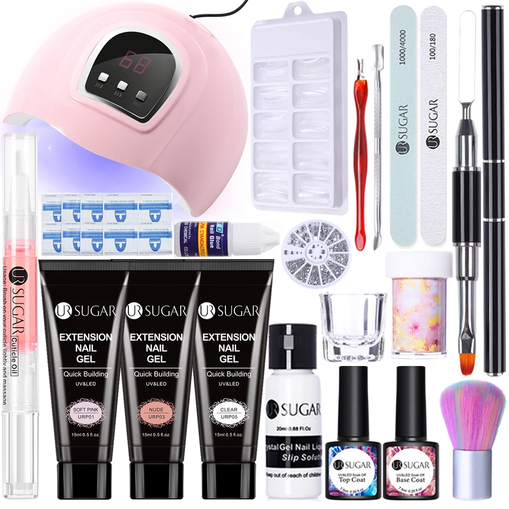 

UR SUGAR extension nail gel Kit UV LED Lamp Full Set For Nail Extension Quick Building Gel Hard Jelly Gel Nail Art Tools Kit