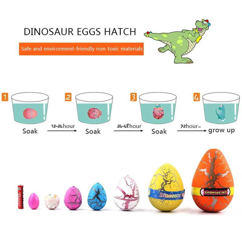 2Pcs Big Cute Magic HatchingCute Magic Hatched Dinosaur Eggs Water Growing Dinosaurs Novelty Educational Gag Toy For Kids Gifts