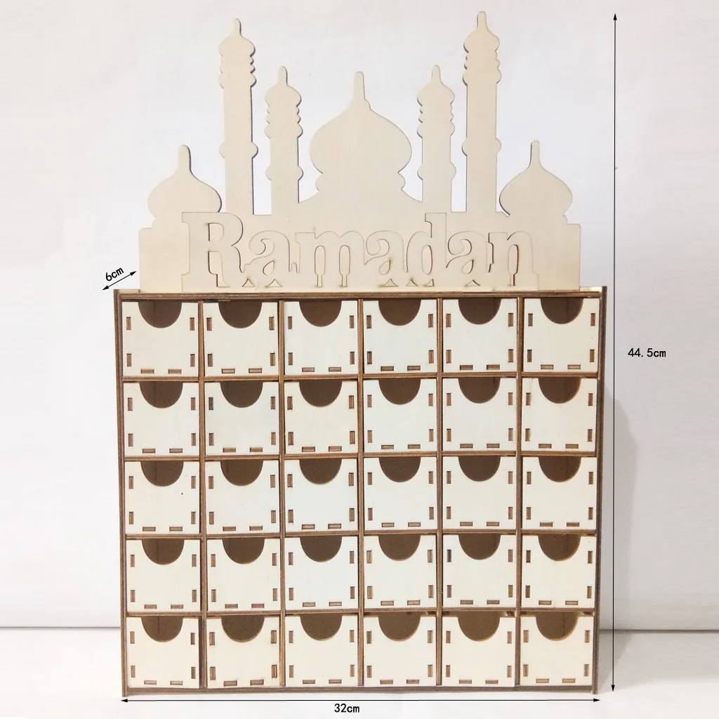Деревянный ящик DIY ислам Рамадан обратный отсчет календарь MDF украшения для дома