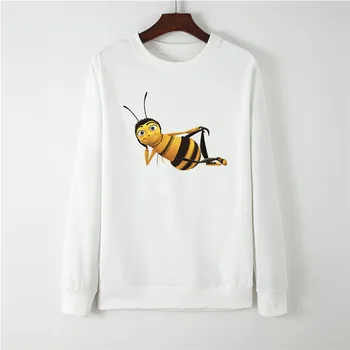 

2019 New Lovely Bee Print Women Hoodie Long Sleeve Pullover Sweatshirt Spring O-NECK Women Clothes Harajuku Hoodies Casual Top