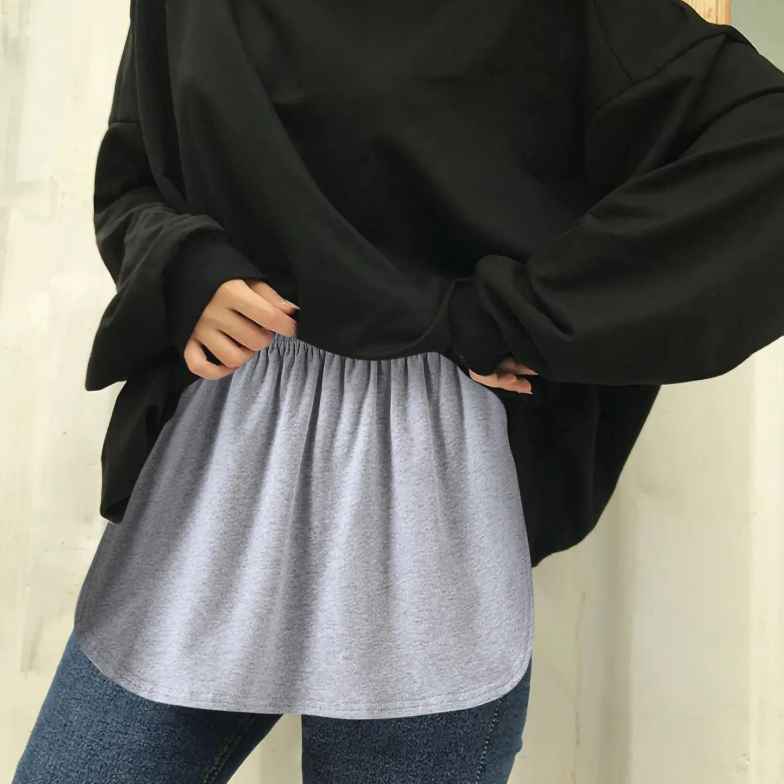 Women Layered Tiered Skirt Sheer Cloth Hem Extender Half Slip Plus Size Pants Decoration Fashion White T-shirt 1