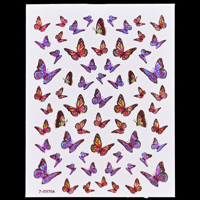 Craft Sticker 3D Nail Art Sticker Ultra-thin Butterfly Nail Art Decoration Sticker Holographic Laser Butterfly Nail Decals