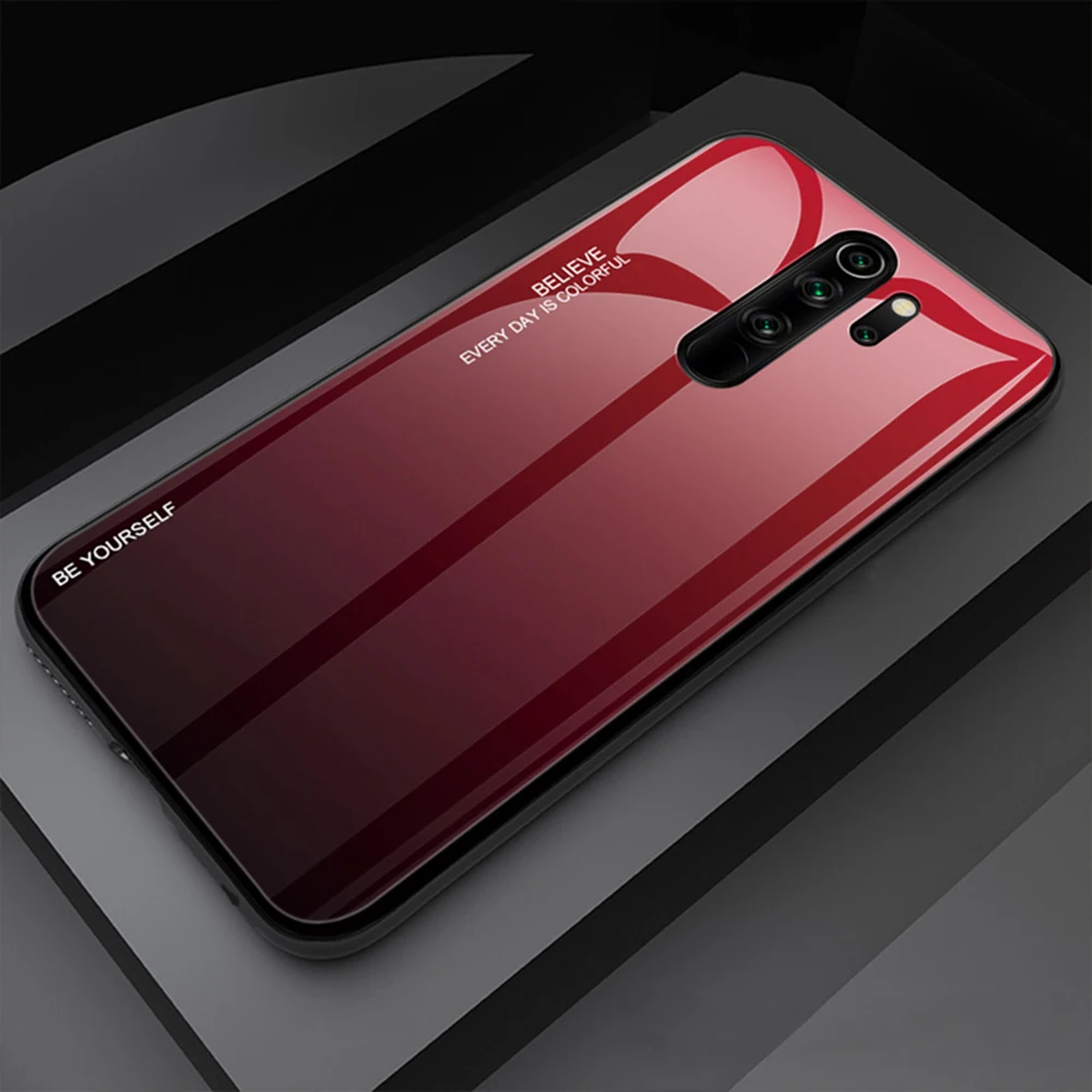 Чехол из закаленного стекла для Xiaomi Redmi Note 8 pro, чехол с градиентным бампером, жесткая задняя крышка для Redmi Note 8, чехол Global Version