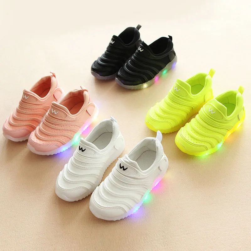 

High quality cute babyh girls boys shoes W LED lighting soft slip on kids sneakers Leisure glowing children casual shoes