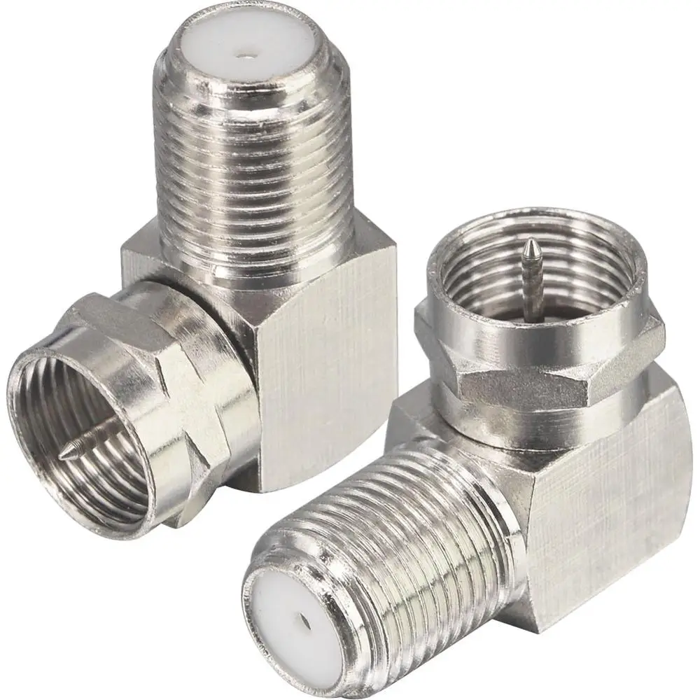 2 Pieces F Male Plug to Female Jack Right Angle Adapter Connector Nickel 90 Degree Coax TV &quotF&quot | Обустройство дома