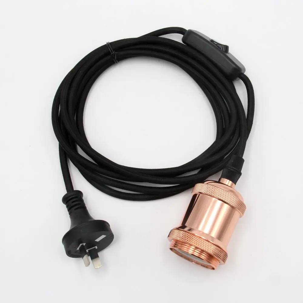AC 240V Australia Plug Fabric Cords with Switch Vintage E27 Fittings Bulb Lamp Holder For Hanging Wall Bracket Lights
