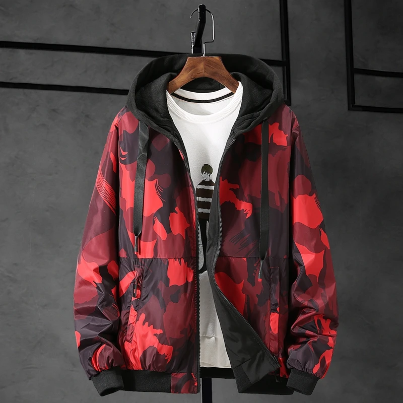 

Plus 9XL 8XL 7XL 6XL 5XL Spring Autumn Mens Casual Camouflage Hoodie Jacket Men Waterproof Clothes Men both sides wears jacket