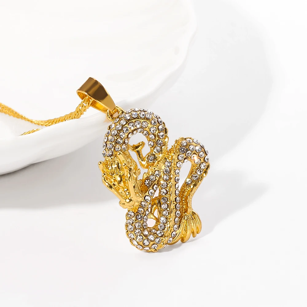 Женское ожерелье с кулоном в виде дракона длинная цепочка до ключиц массивное