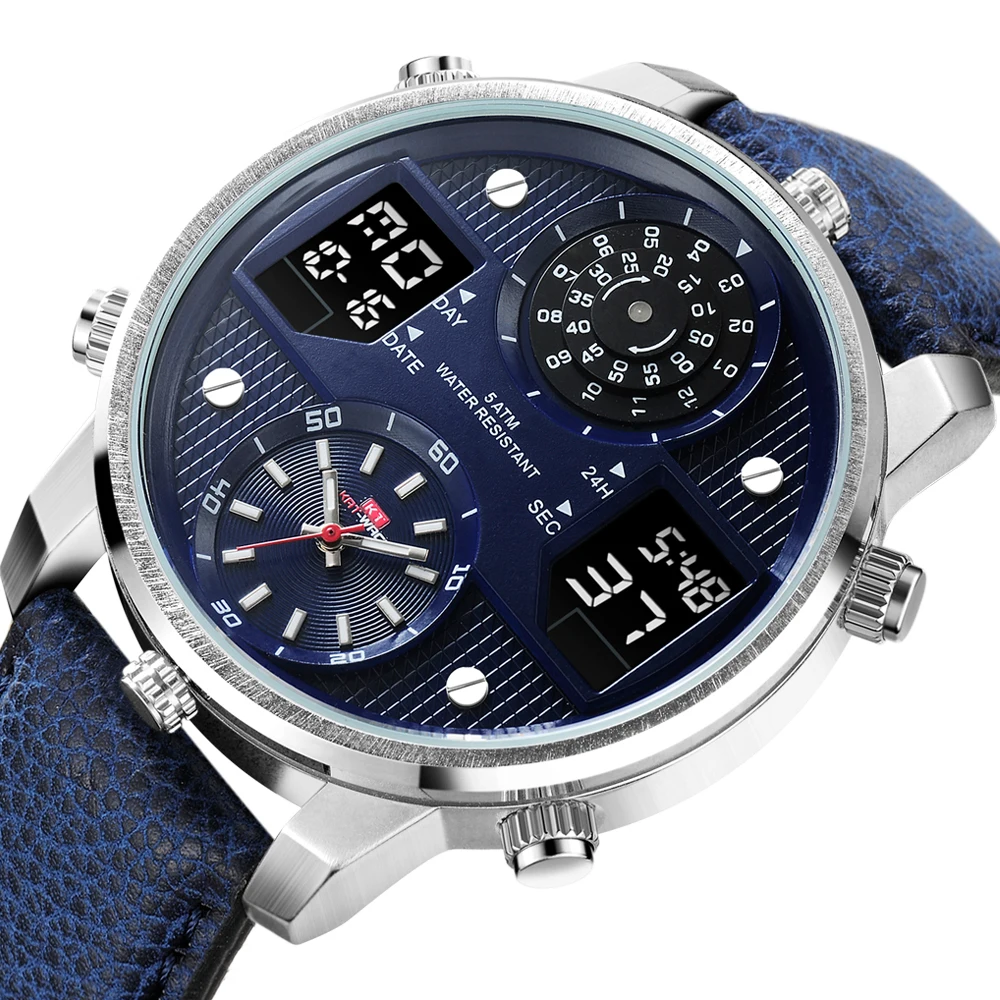 Analógico à Prova Relógio de Homens de Aço Relógio de Pulso Luxo Homens Chronograph Água Esportes Relógios Luminosos 24 Horas Data Quartz Cheio d’