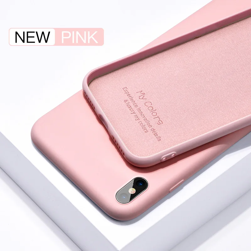 Жидкий силиконовый чехол для iPhone 6 S 6 S 7 8 Plus X XS Max XR 5 5S SE мягкий чехол для конфет i Phone 8 Plus 4 4s тонкий Funda - Цвет: Pink
