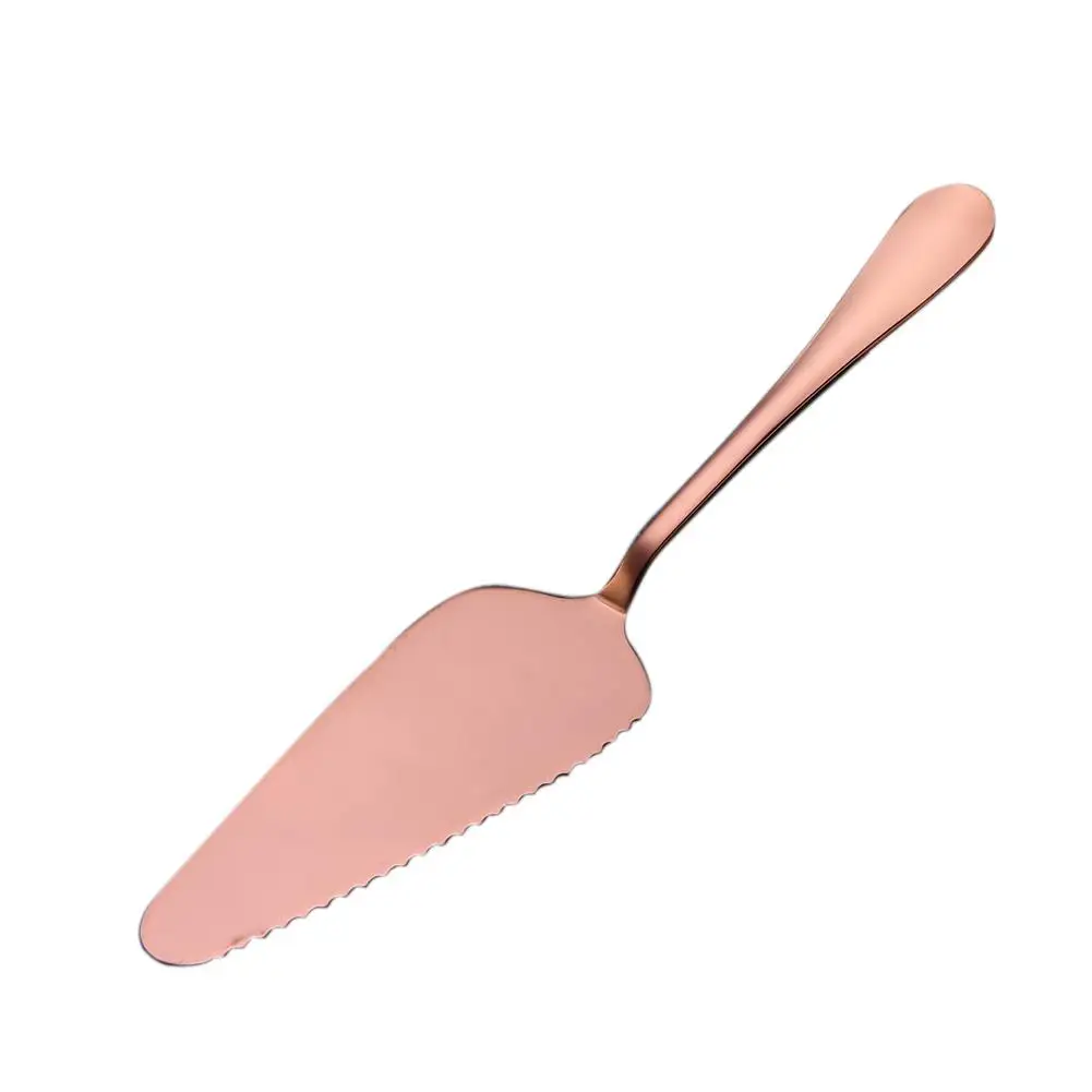 Rose gold Красочные Нержавеющая сталь зубчатые края торт сервер лезвие резак пирог пицца Лопата торт шпатель инструмент для выпечки - Цвет: Rose gold