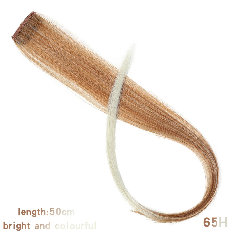 AILIADE прямые поддельные цветные волосы для наращивания на заколках радужные волосы в полоску синтетические розовые оранжевые белые фиолетовые волосы на заколках - Цвет: CFP-65H