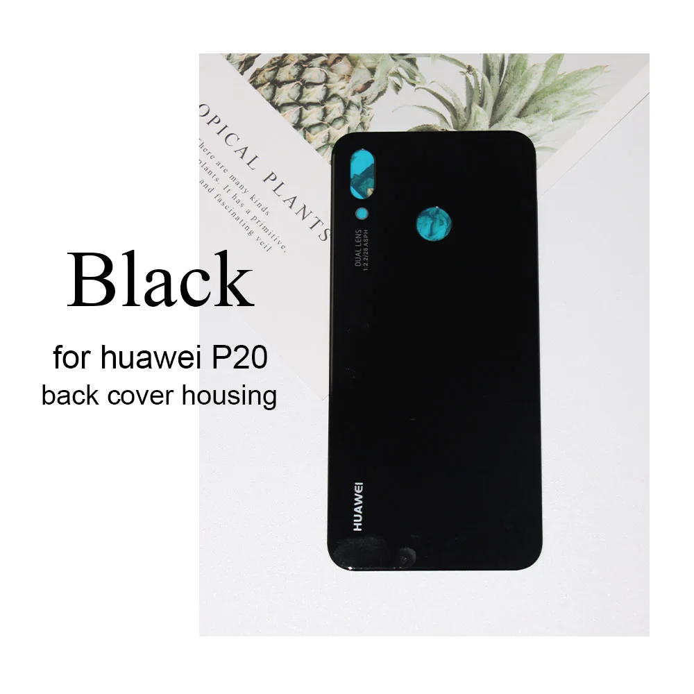 Заднее стекло для huawei P20 Lite запасная Задняя крышка батареи для huawei Nova 3E Корпус чехол с объективом камеры - Цвет: Black no lens