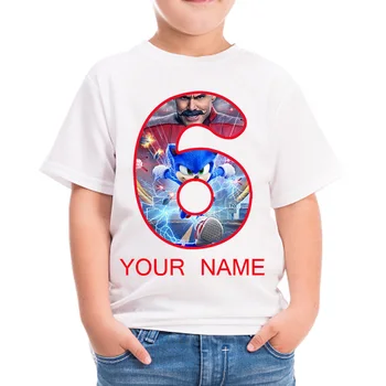 

Summer Cool Sonic The Hedgehog Children Clothes number Custom name T-shirt Boys T Shirt Kid Girl Tops Teenager Girls Boy Tshirt