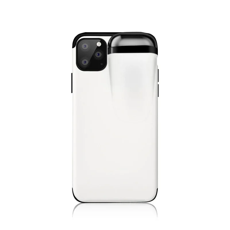 2 в 1 чехол для телефона для IPhone 11 Pro Max коробка для хранения для Airpods Candy Мягкий силиконовый чехол с коробкой для наушников Портативный смартфон - Цвет: White Case