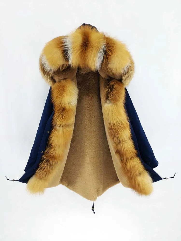 Женское пальто на натуральном лисьем меху FURTJY, длинная парка с капюшоном, теплая, толстая съемная подкладка, зимний сезон - Цвет: 16