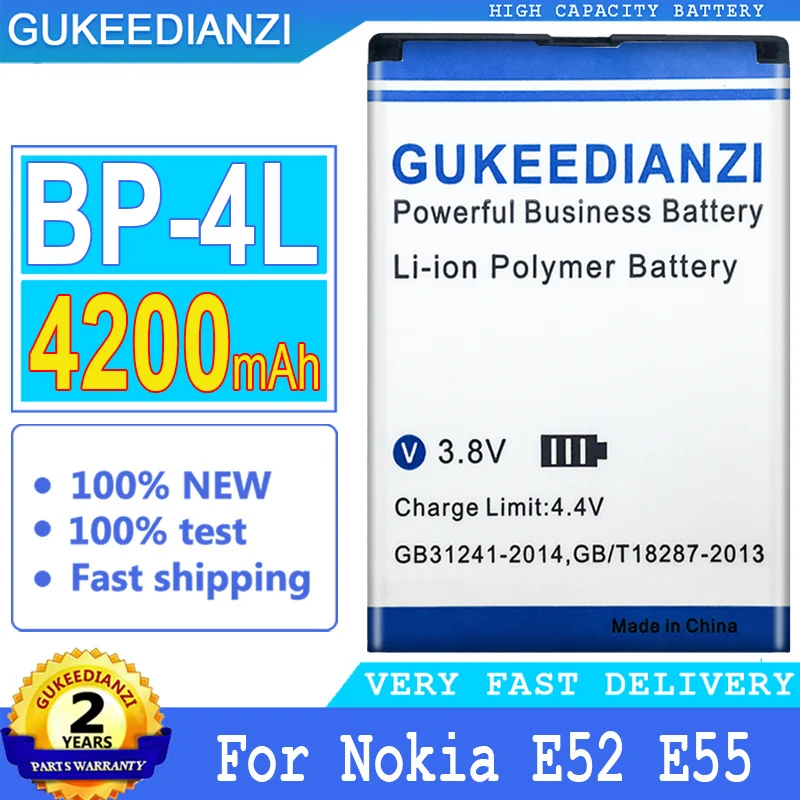 4200mAh GUKEEDIANZI Battery For Nokia E52 E55 E63 E71 E72 E73 N810 N97 E90 E95 6790 6760 6650 BP 4L Big Power Bateria | Мобильные