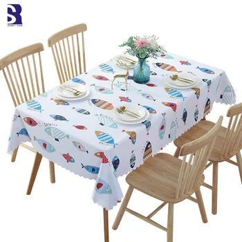 

SunnyRain 1-Piece Printed PVC Tablecloths Rectangular Waterproof Table Cloth for Dining Table Oilproof Table Cover