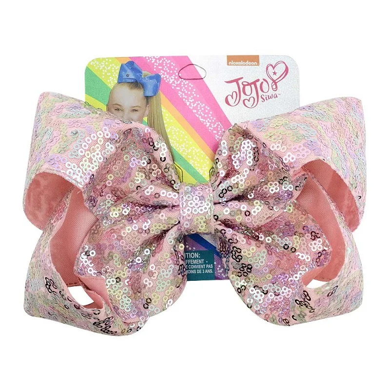 JOJO SIWA Large 8 Inch Sequin Bow Rainbow Bowknot Hair Clips For Girls Kids 