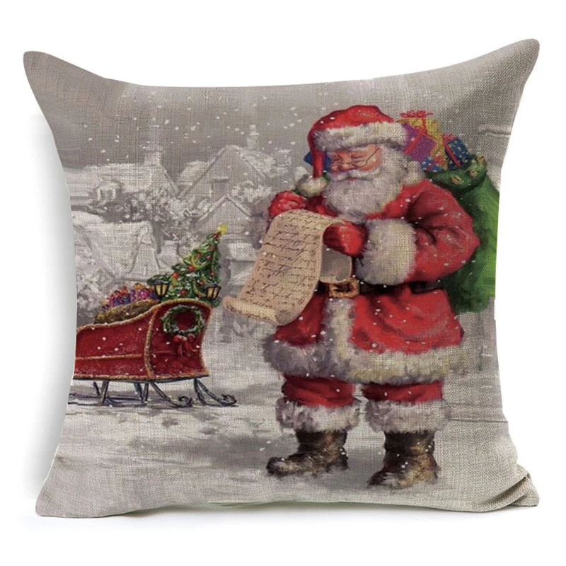 Christmas Festival Pillow Santa Claus Printing Dyeing Sofa Bed Home Decor Cushion Cover Bedroom Christmas pillow cover - Цвет: 1002