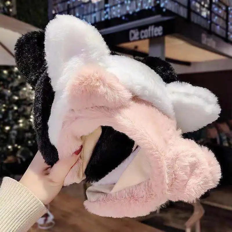 

Повязка на голову с кошачьими ушками, на флисе, однотонная, плюшевая