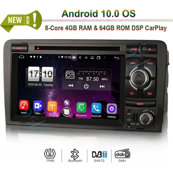 

7" Octa Core Android 10.0 Bluetooth Car stereo GPS 4G Radio DVR OBD DAB+ Car DVD CarPlay & Auto DSP for AUDI A3 S3 RS3 RNSE-PU
