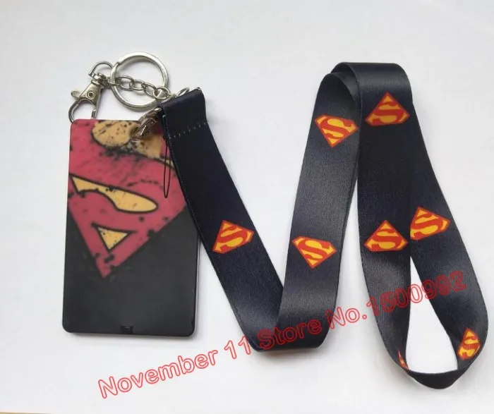 

1Pcs superman student Lanyards Neck Strap ID Card Mobile Phone Strap USB Badge Holder Rope Key Chain Gifts WQ-25