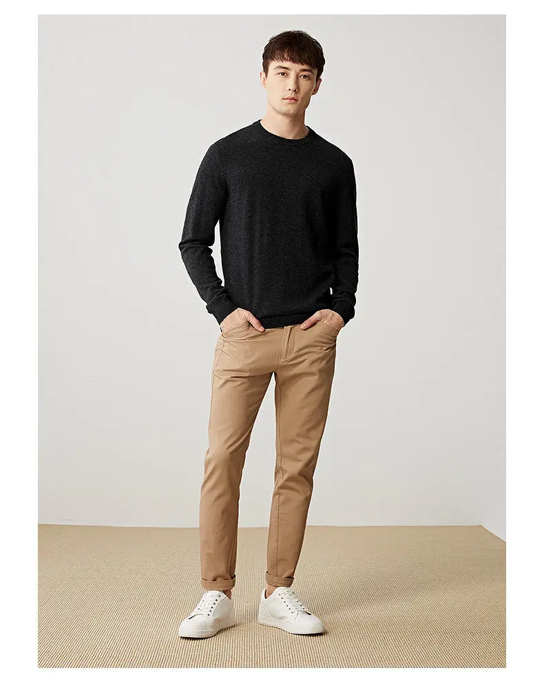 6Colors Sweater Pullovers Men 100% Merino Wool Sweater Jumpers Man Winter Warm Mercerizing Fleece Sheep woolen Male knitwear 4XL 06