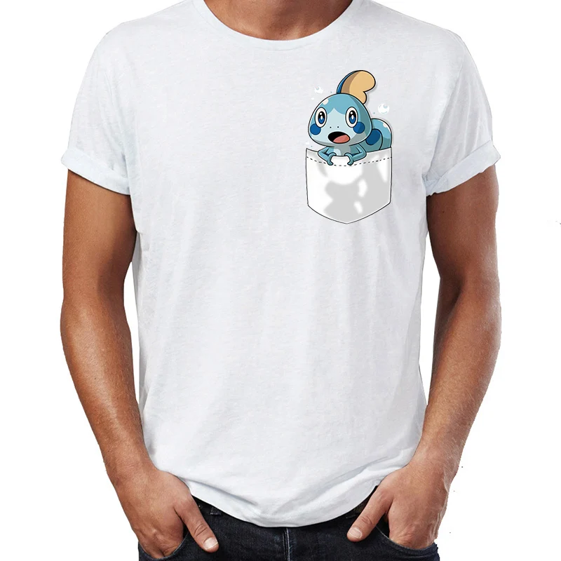 Мужская футболка Pocket Grookey, Scorbunny, Sobble Pokemon Sword and Shield Awesome художественная рисованная Футболка с принтом - Цвет: 5L0061M