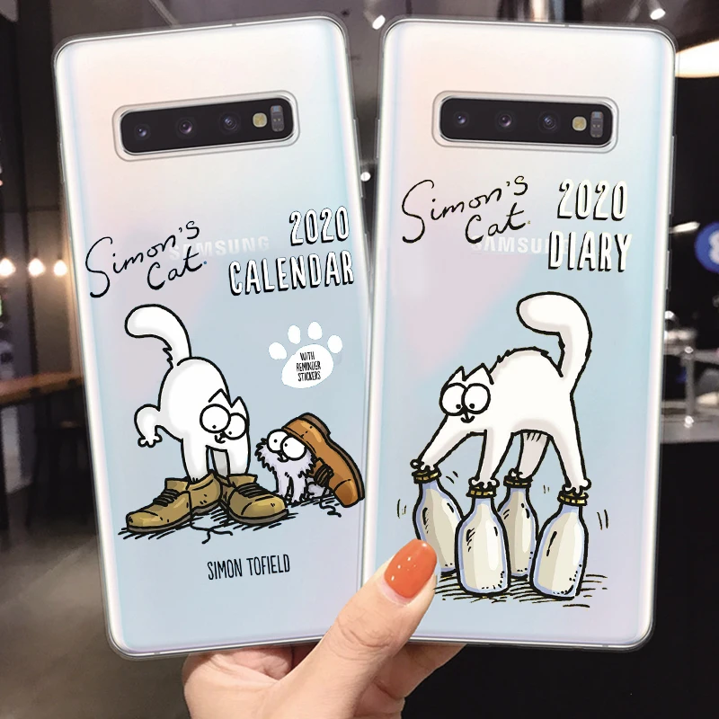 Смешной милый мягкий чехол для Simons Cat Чехол SamsunS7 S8 S9 S10PIUS NOTE8 9 10 пию J5 J7 2016 S7EDGE
