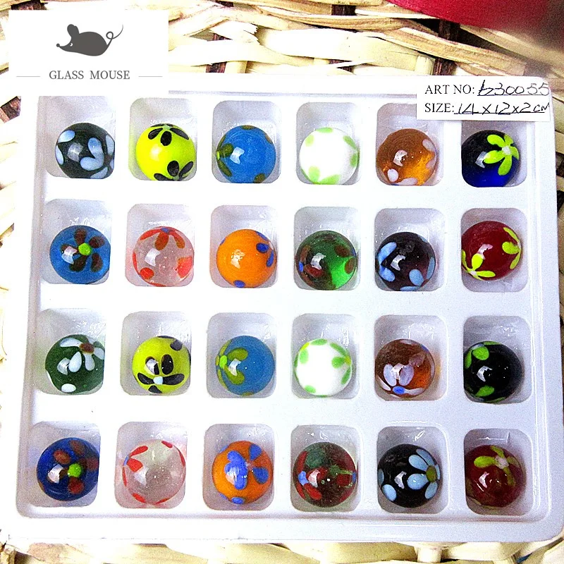 16mm Handmade Glass Marbles Balls Charms Home Decor Accessories For Fish Tank Vase Aquarium Game Toys For Kids Children 24PCS